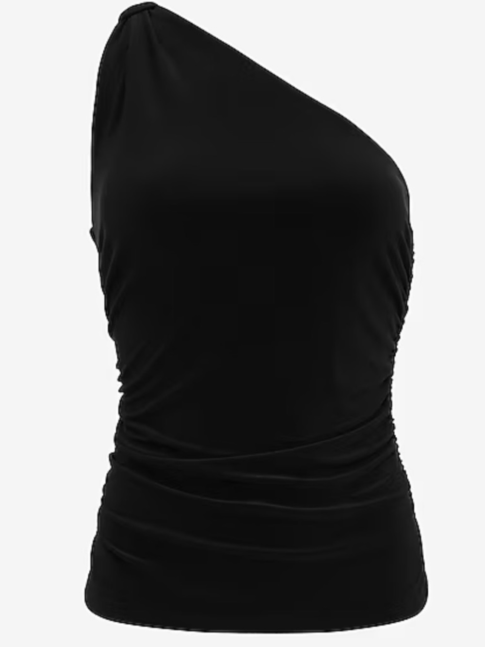 Express Black One-Shoulder Ruched Tank - Picture 3 of 9